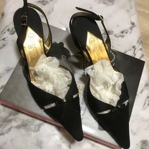 Vintage CHANEL Satin Slingback Shoes